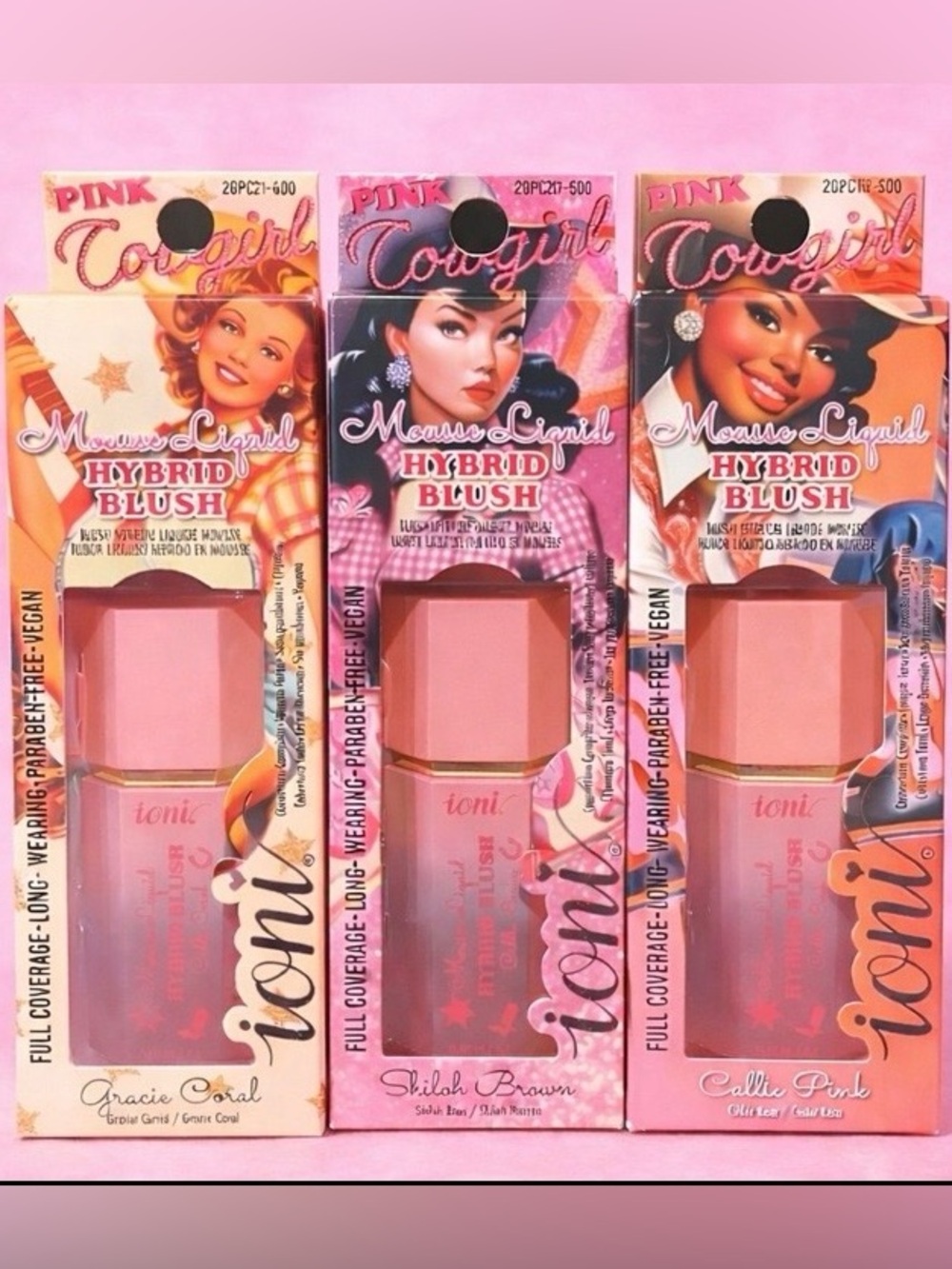 Ioni Pink Cowgirl Hybrid Blush New Viral Dolly Parton Collection - Bundle of 3